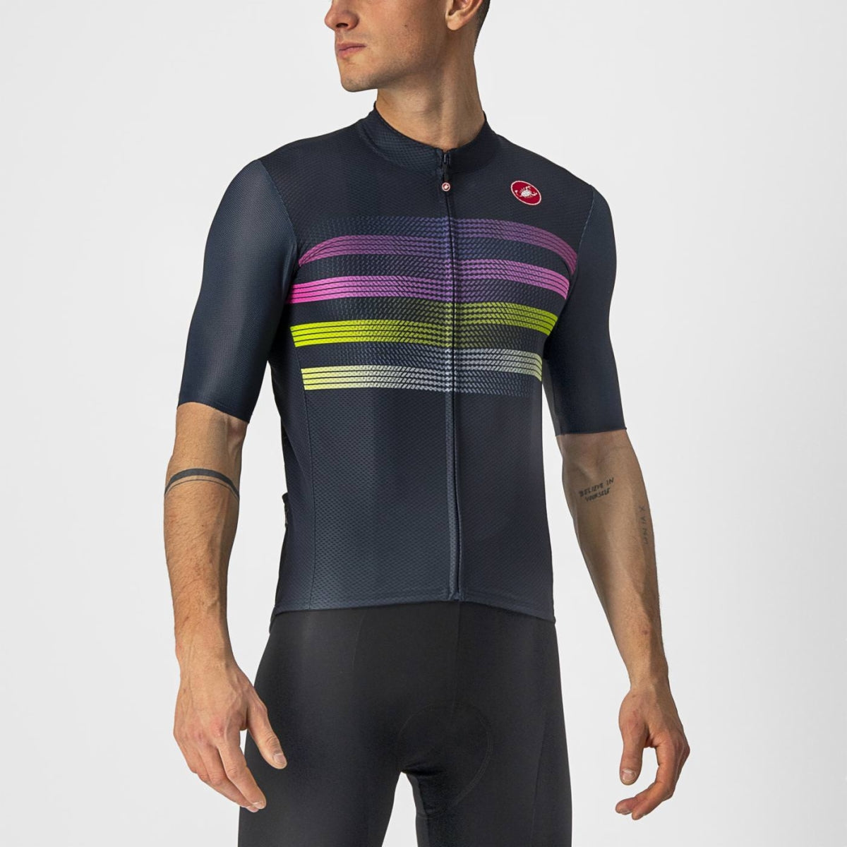 Maglia Castelli ciclismo "ENDURANCE PRO JERSEY"  Savile Blue/Pink-Electric Lime