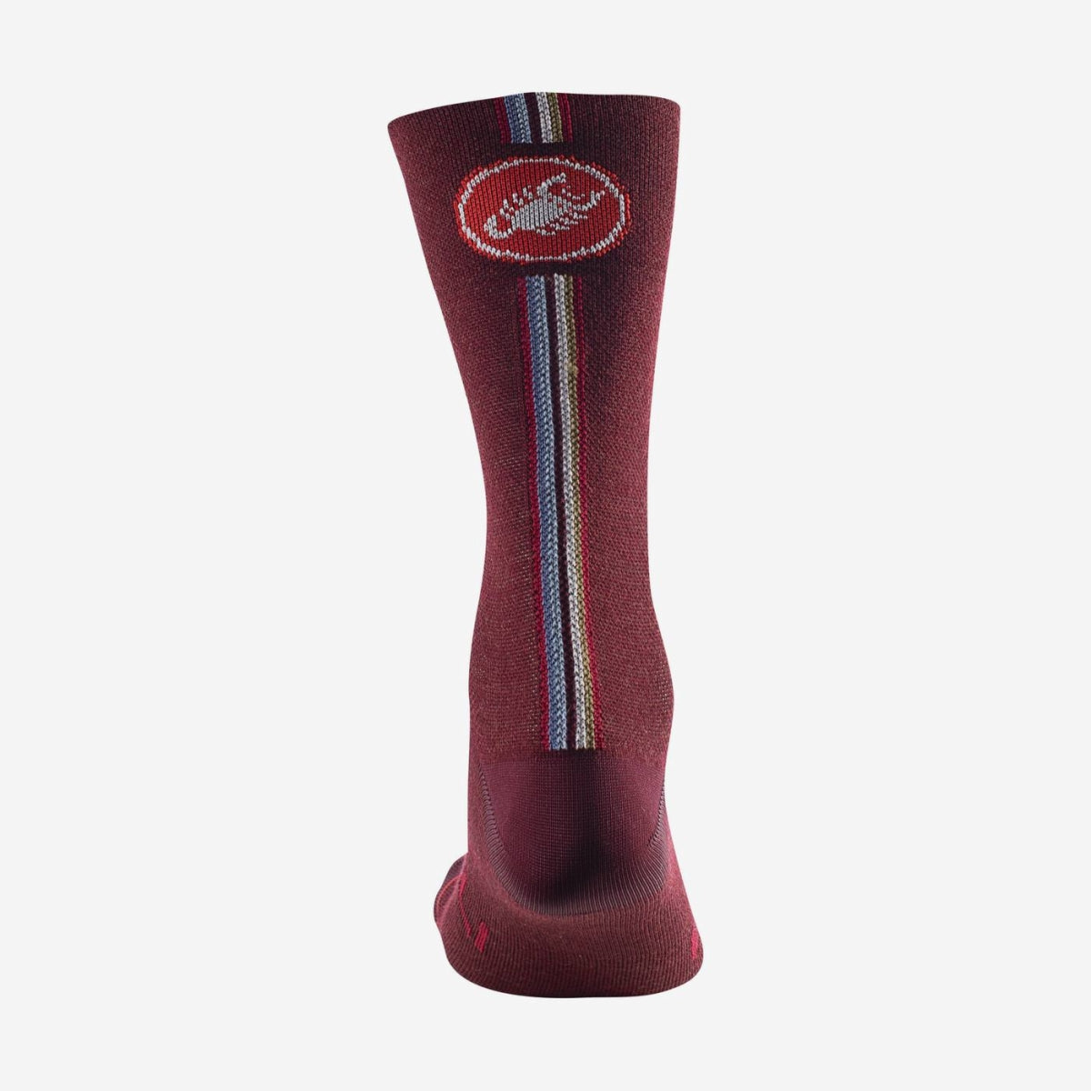 Calzini Ciclismo Uomo Castelli "RACING STRIPE 18 SOCK" Bordeaux, Lana merino