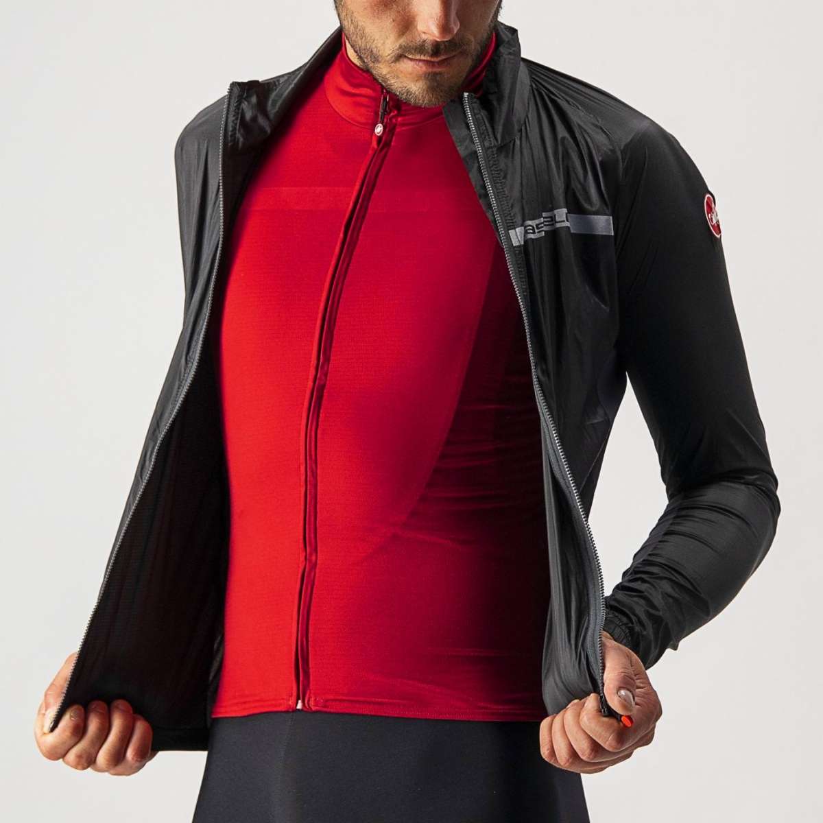 Giacca Castelli "SQUADRA STRETCH JACKET" LIGHT BLACK/DARK GRAY