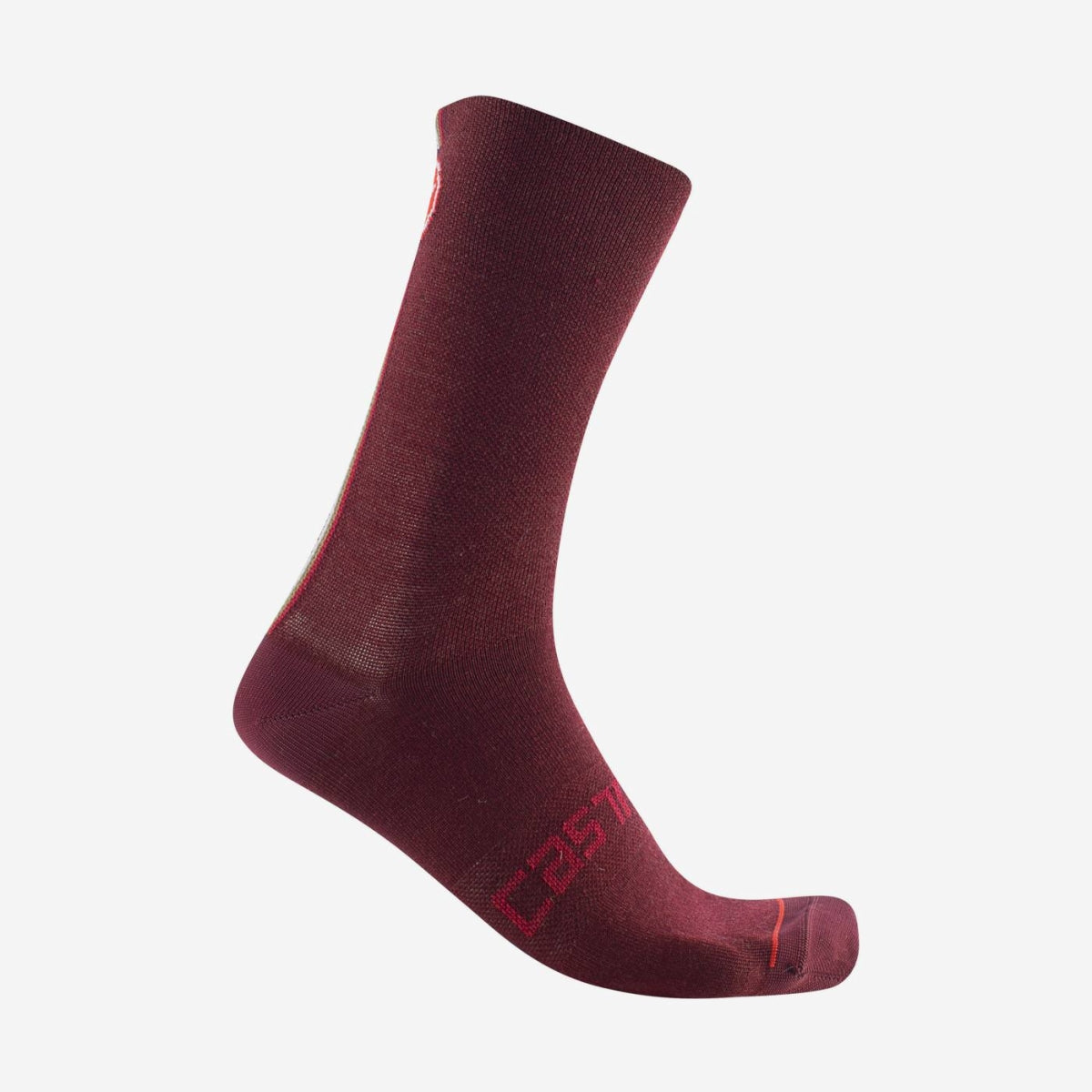 Calzini Ciclismo Uomo Castelli "RACING STRIPE 18 SOCK" Bordeaux, Lana merino