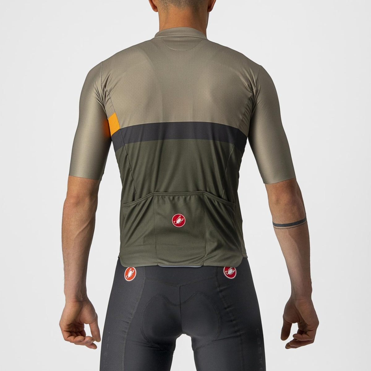 Maglia Castelli ciclismo "A BLOCCO JERSEY" Bark Green/Pop Orange-Dark Gra