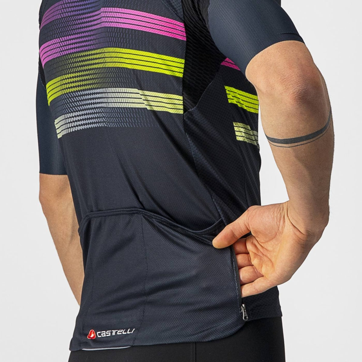 Maglia Castelli ciclismo "ENDURANCE PRO JERSEY"  Savile Blue/Pink-Electric Lime