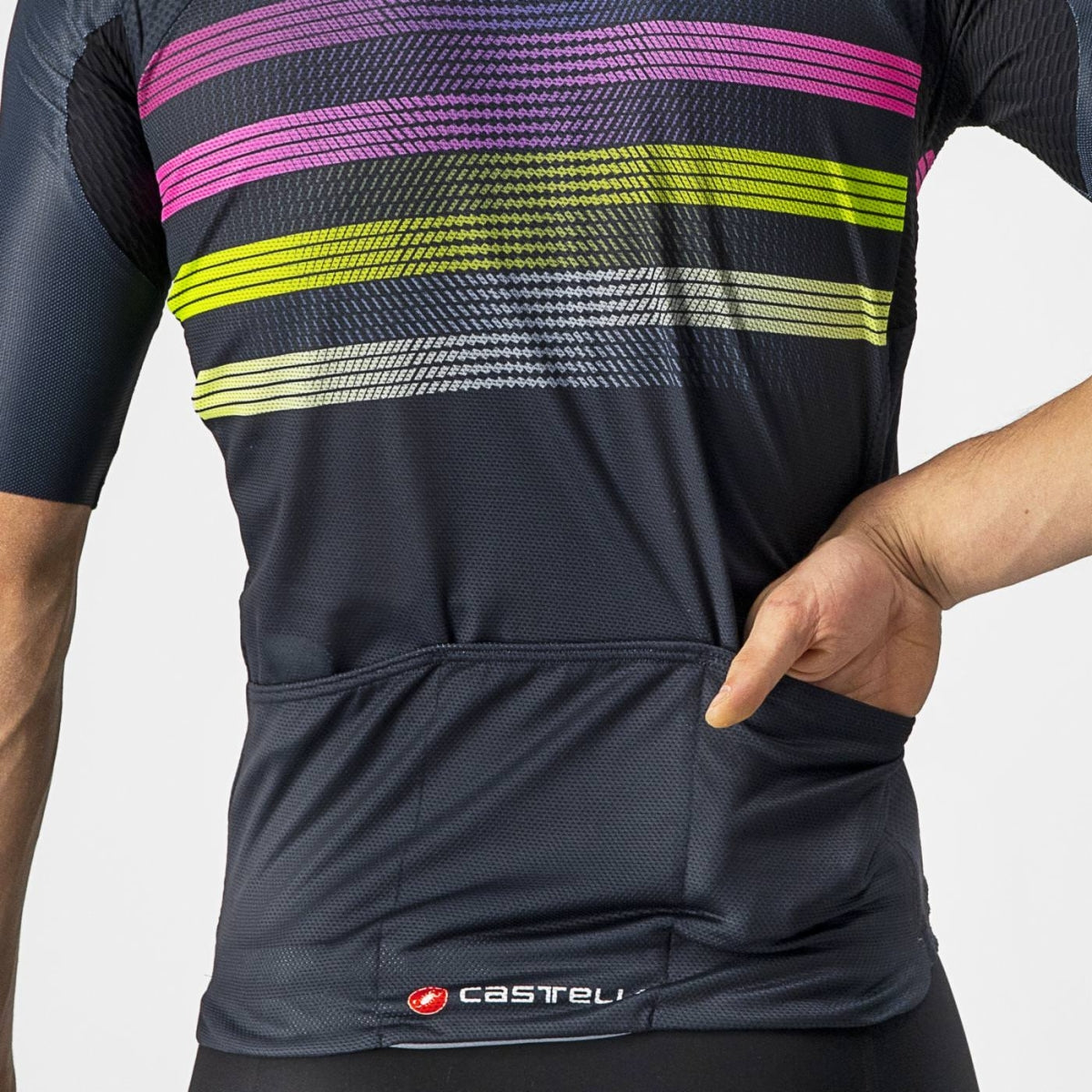 Maglia Castelli ciclismo "ENDURANCE PRO JERSEY"  Savile Blue/Pink-Electric Lime